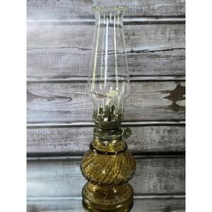 Vintage Glass Oil Lamp ~ Gold Amber 50s-70s